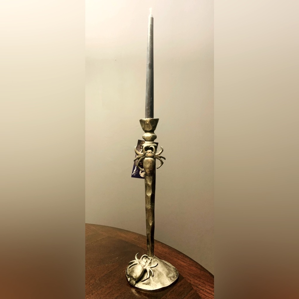 Silver Spider Candlestick Holder